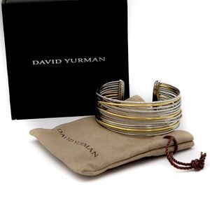 David Yurman 925 Silver 18K Gold Crossover Cuff Bracelet